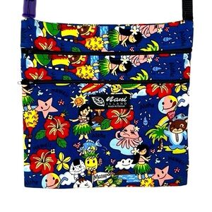 Maui Island Canvas Summer Hawaiian Luau Tropical Print Crossbody Bag